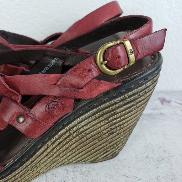 Born 100% Leather Wedge Sandals Strappy Shoes size 8 Y2K Slingback - Picture 11 of 13